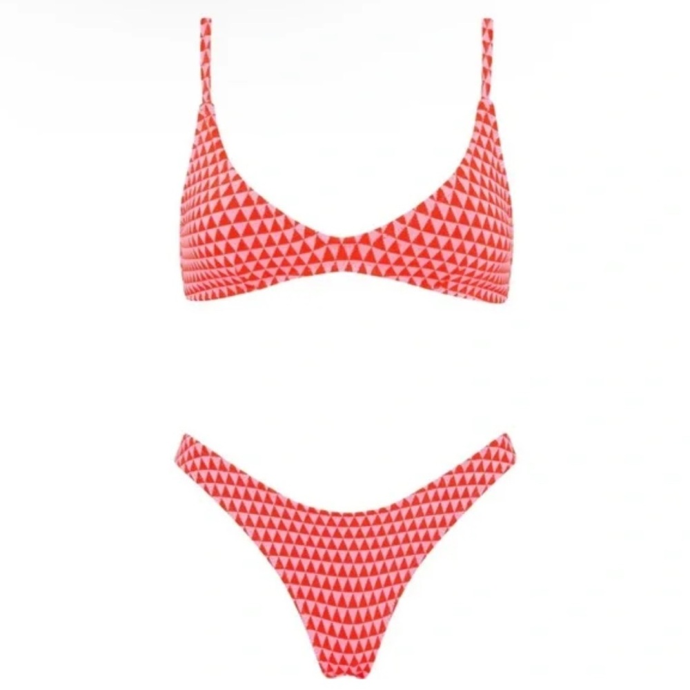 Triangl Swimwear Red and Pink Triangle Bikini